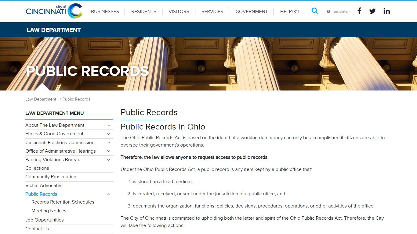 Public Records - Law - Cincinnati