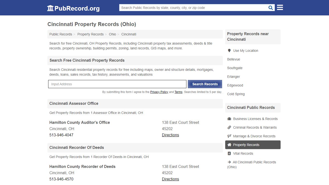 Free Cincinnati Property Records (Ohio Property Records) - PubRecord.org
